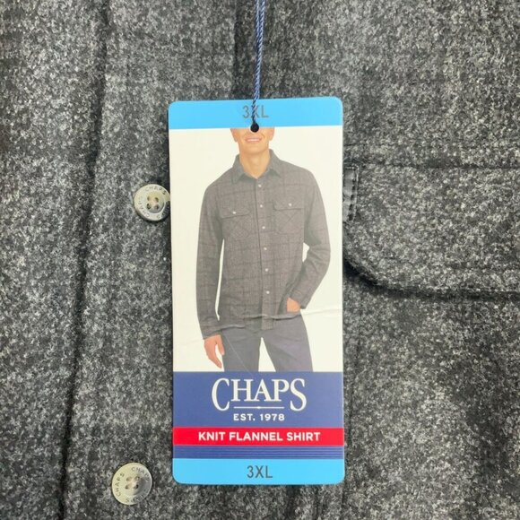 NEW Chaps Men's 3XL Regular Fit Flannel Knit Fleece Shirt - Picture 9 of 10